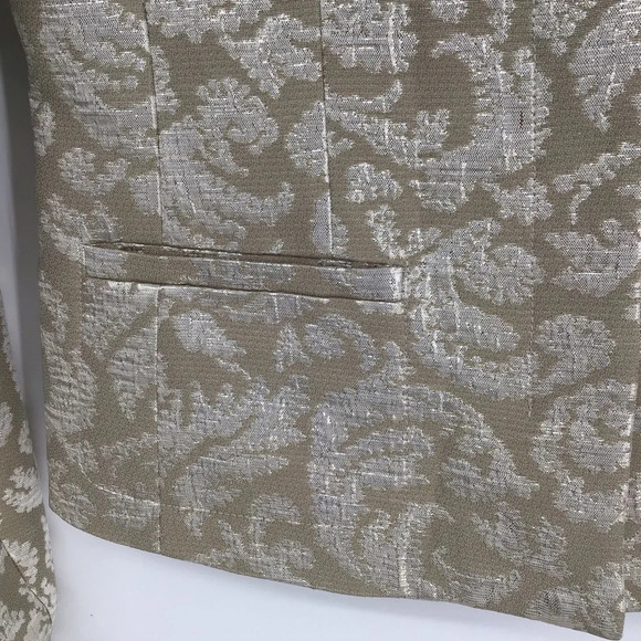 Theory Vintee Antique Jacquard Champagne/Silver Blazer/Jacket Evening NWT Size 0 - Picture 7 of 9